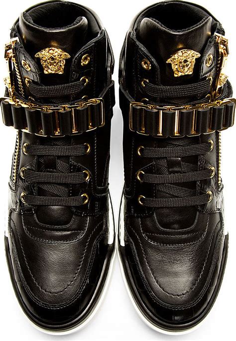 versace black leather shoes style|black Versace shoes for men.